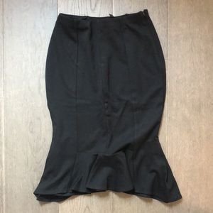 Express High Waisted Black Fluted Pencil Skirt